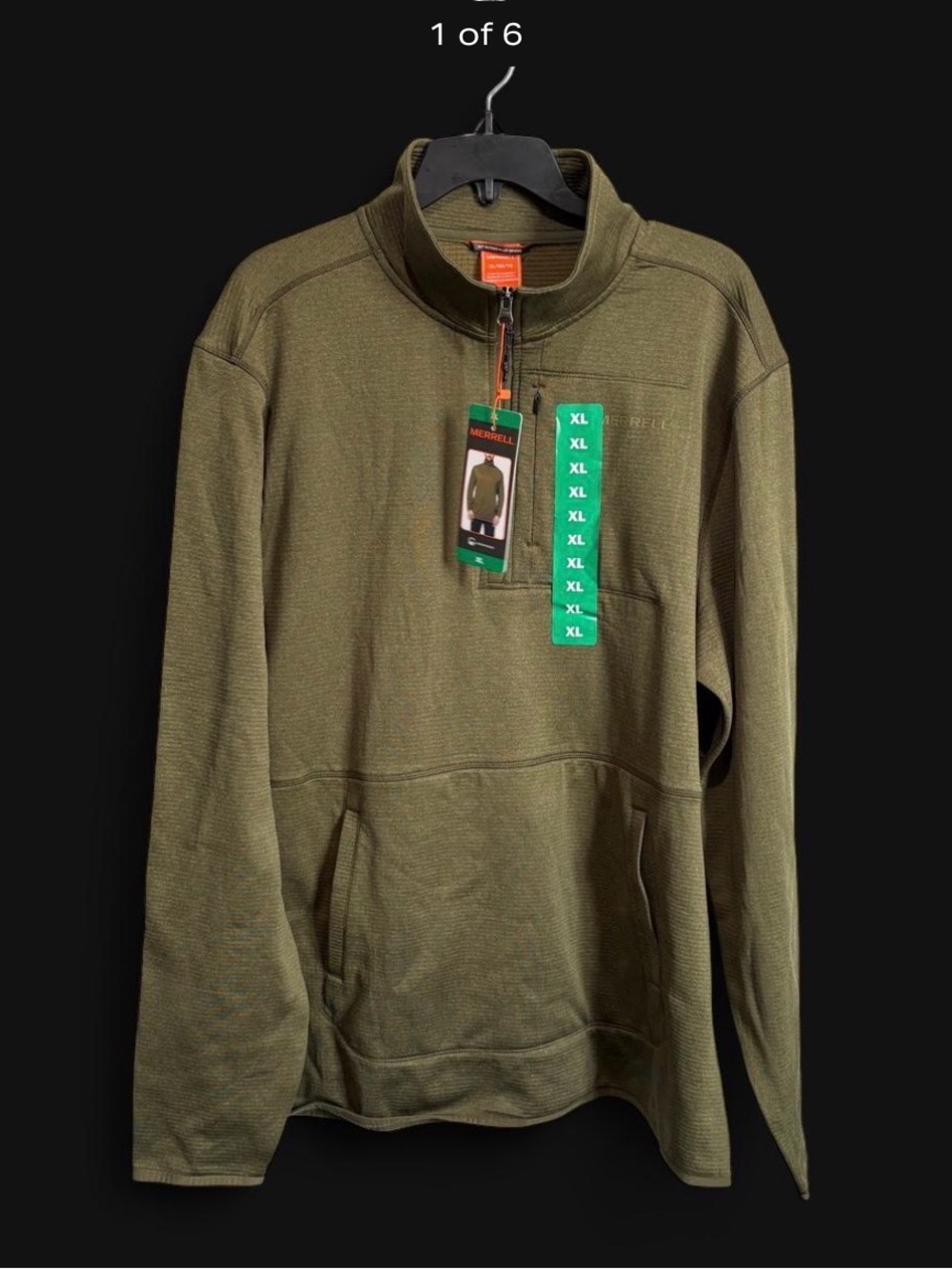 Merrell Men's Olive Green Half-Zip Pullover Sweater